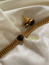 Gold Bead Choker with Pendant-Blue-G3561